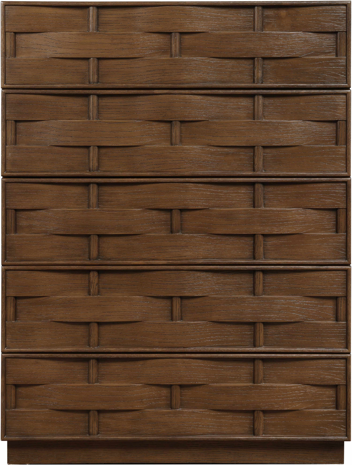 Weave Brown Oak Veneer Chest