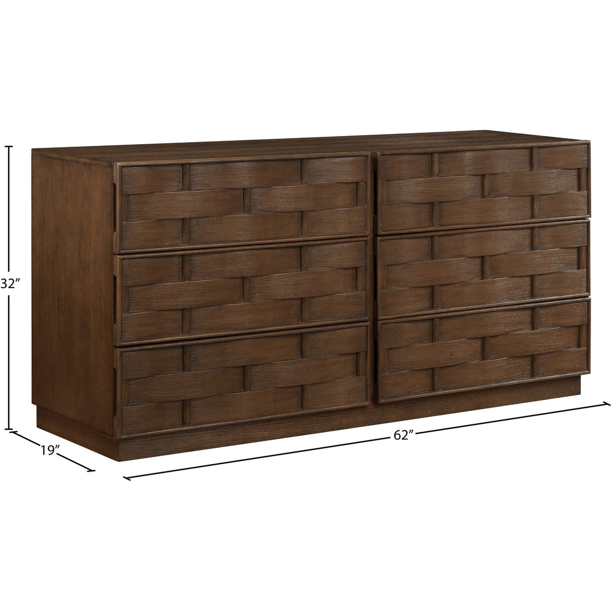 Weave Brown Oak Veneer Dresser