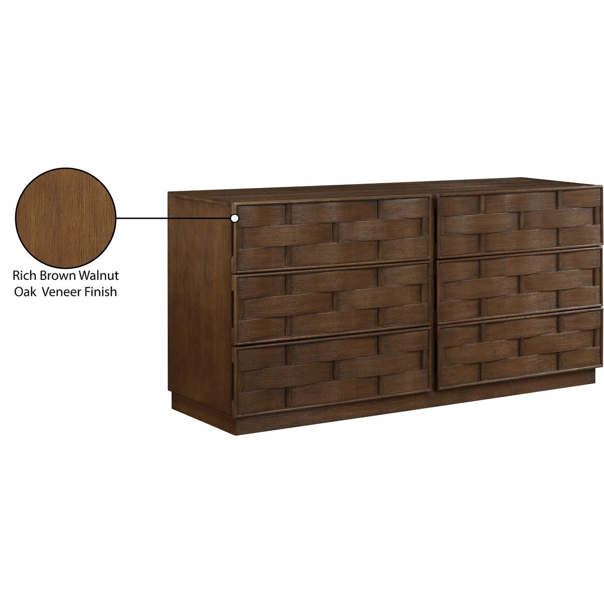 Weave Brown Oak Veneer Dresser