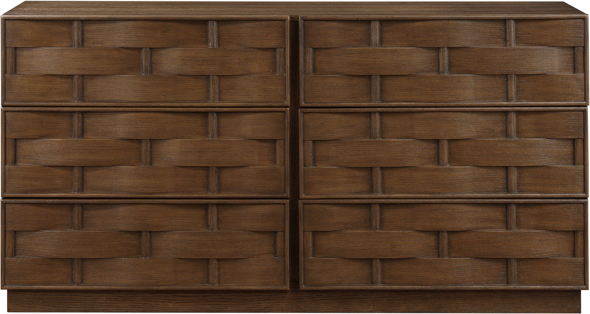 Weave Brown Oak Veneer Dresser