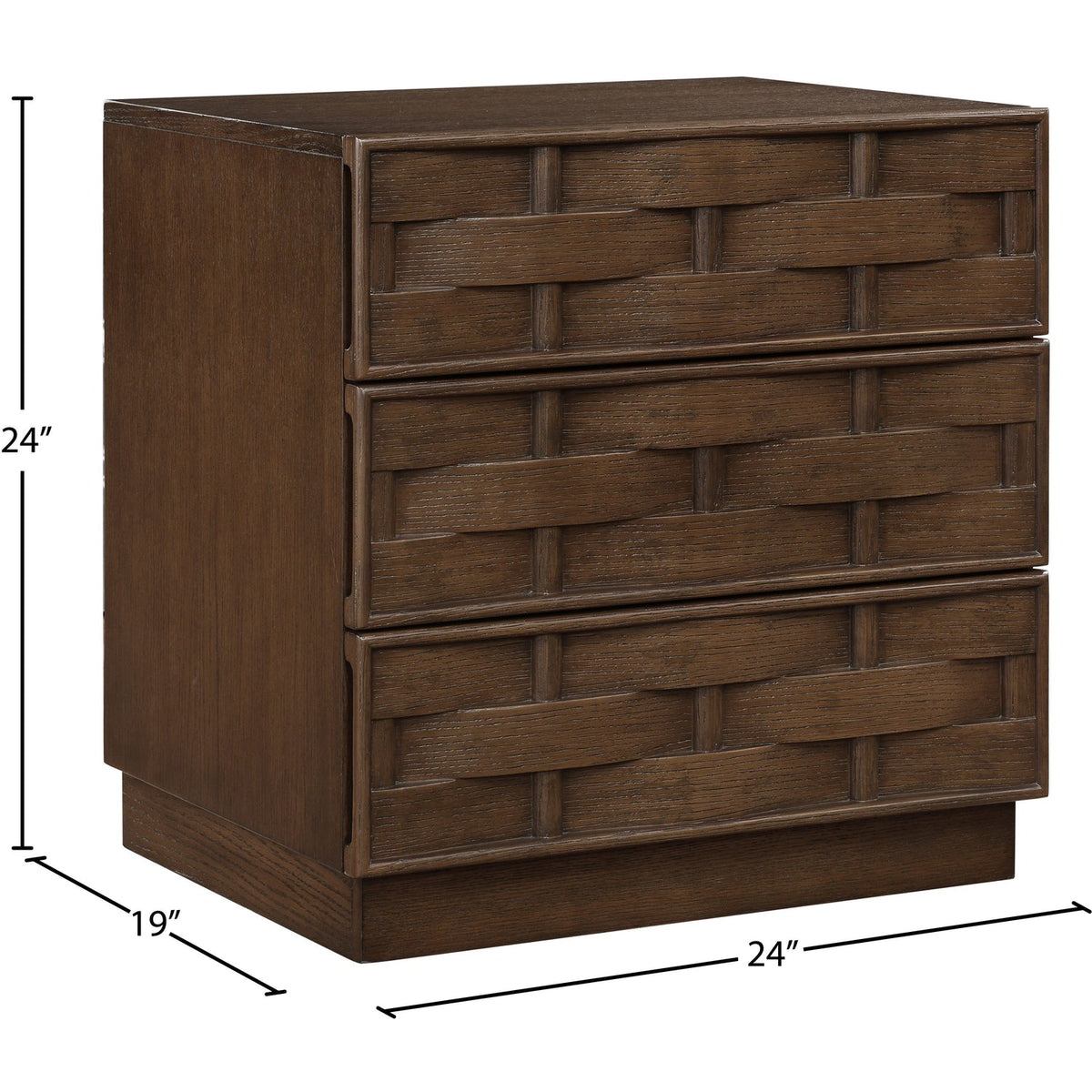 Weave 24in Brown Oak Veneer Nightstand Set of 2