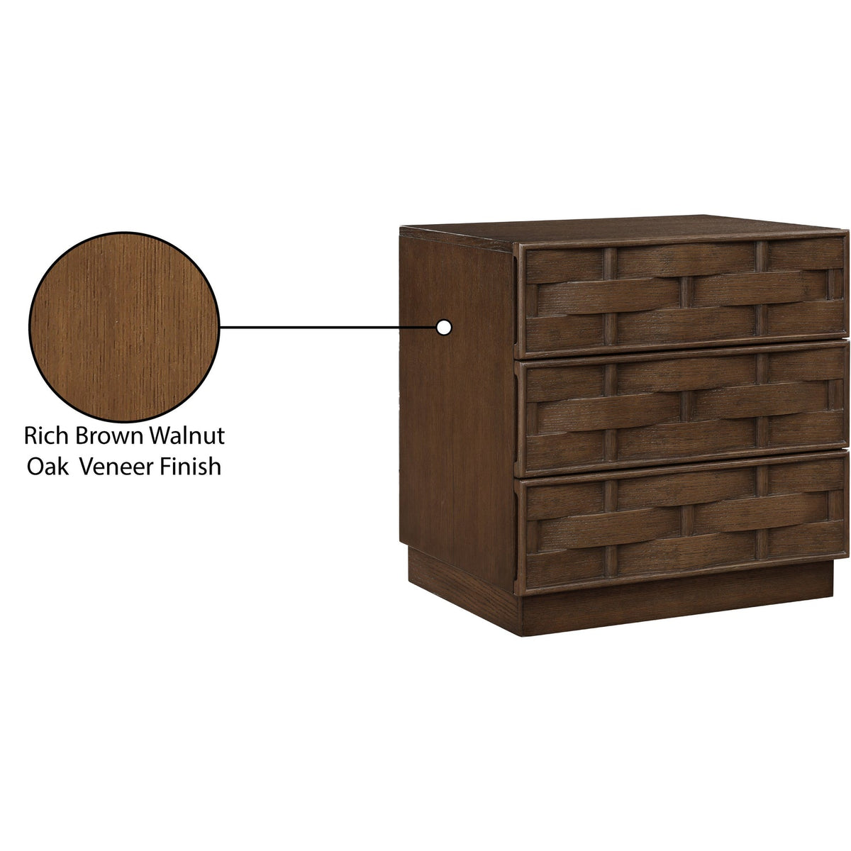 Weave 24in Brown Oak Veneer Nightstand Set of 2