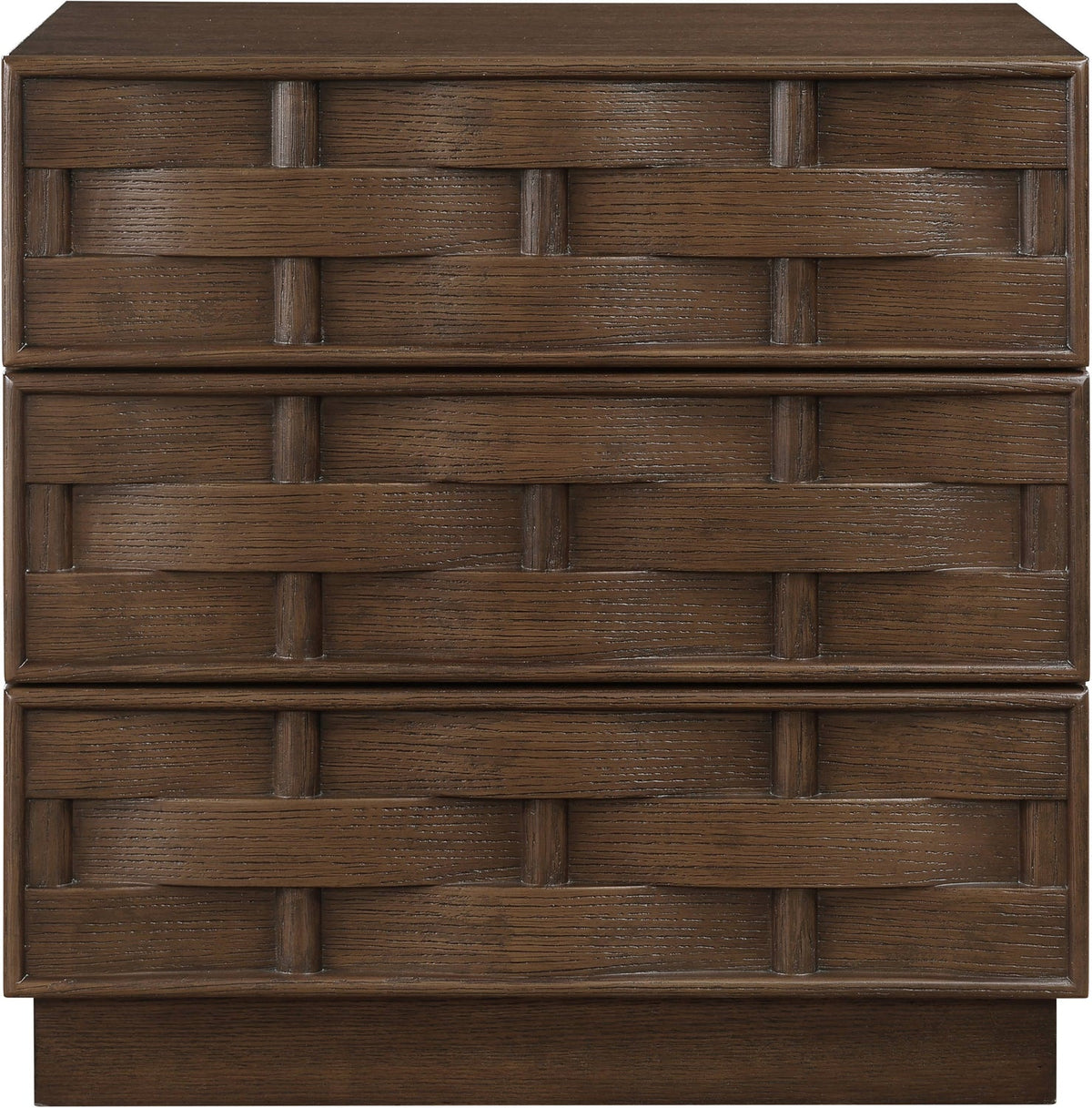 Weave 24in Brown Oak Veneer Nightstand Set of 2