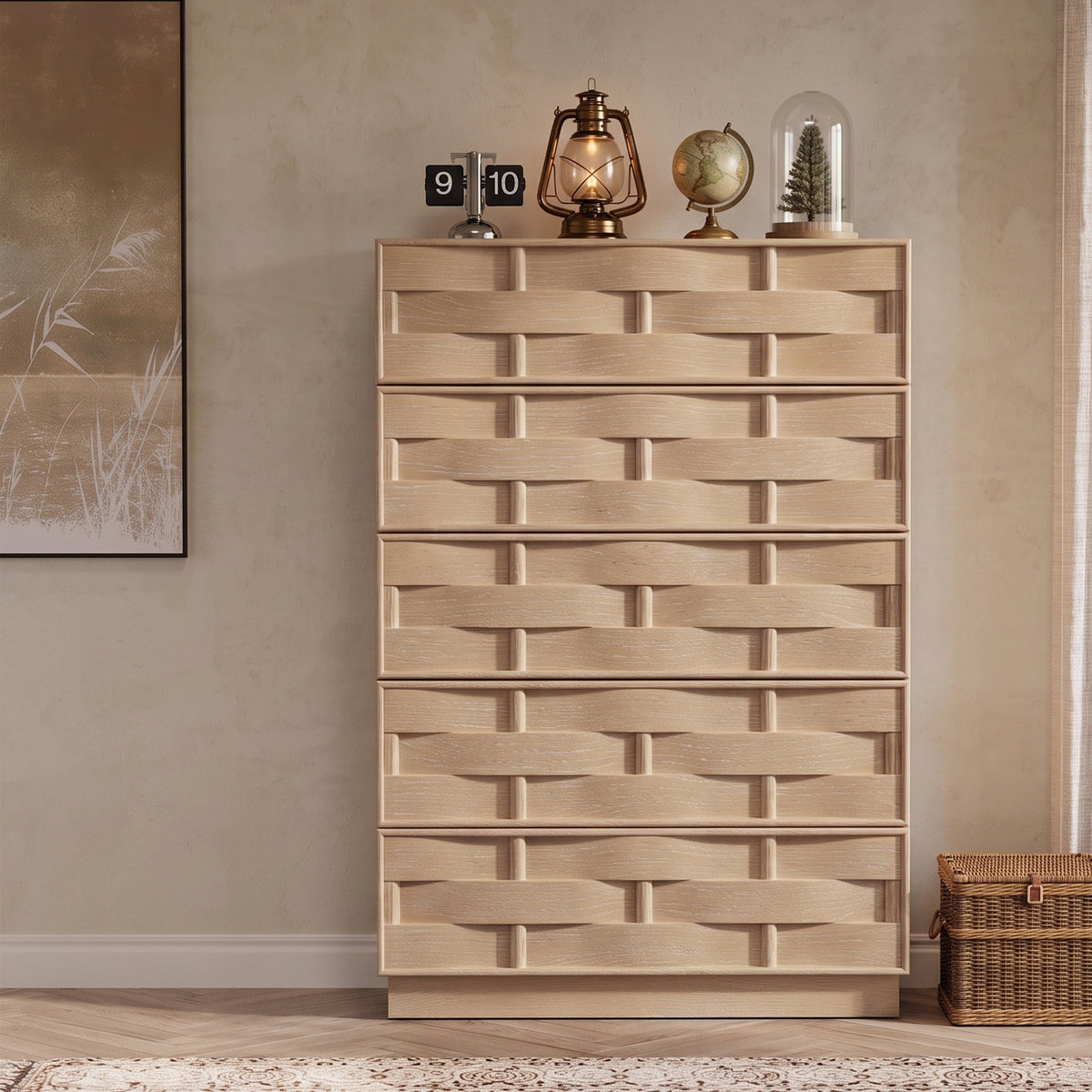 Weave Natural Oak Veneer Chest