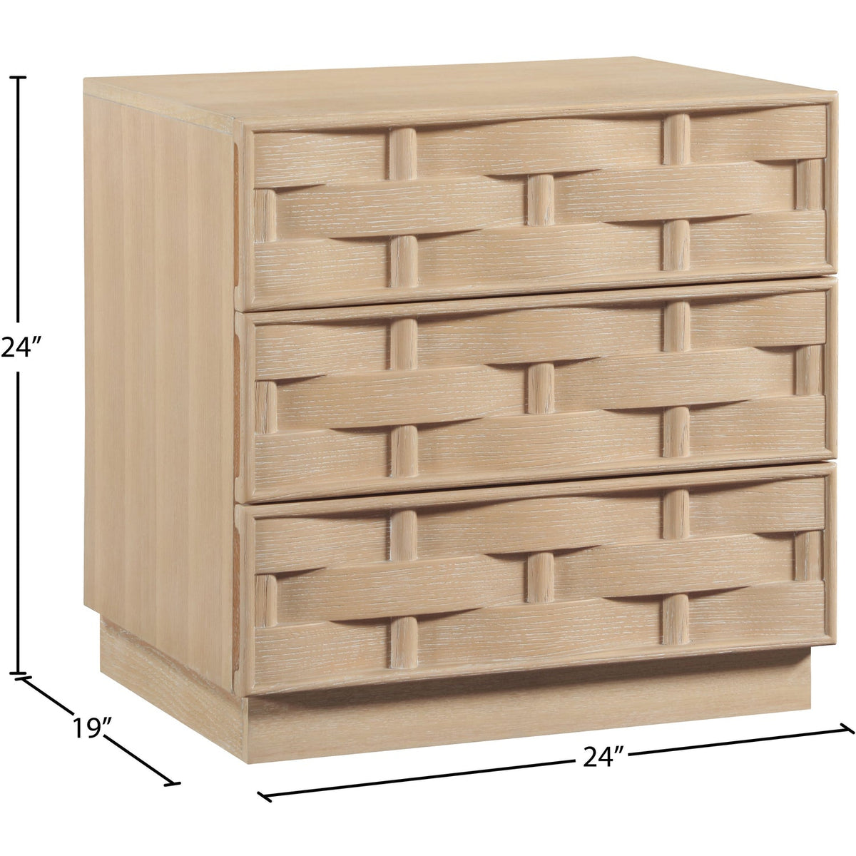 Weave 24in Natural Oak Veneer Nightstand Set of 2