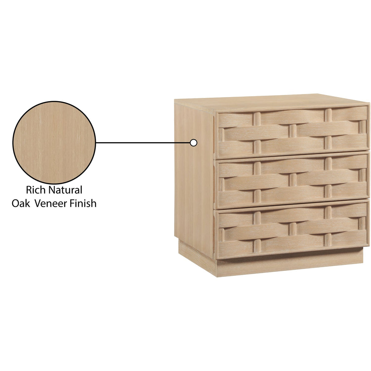 Weave 24in Natural Oak Veneer Nightstand Set of 2