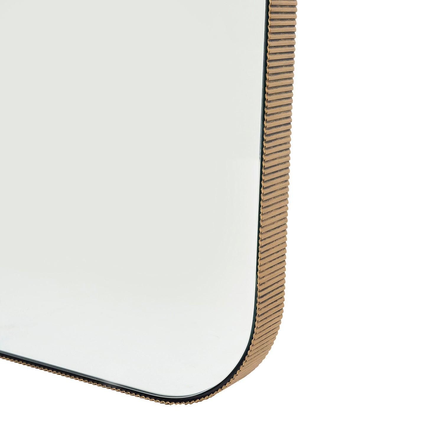 Detail of the frame on the Interlude Home Camille Gilded Brass Narrow Mirror
