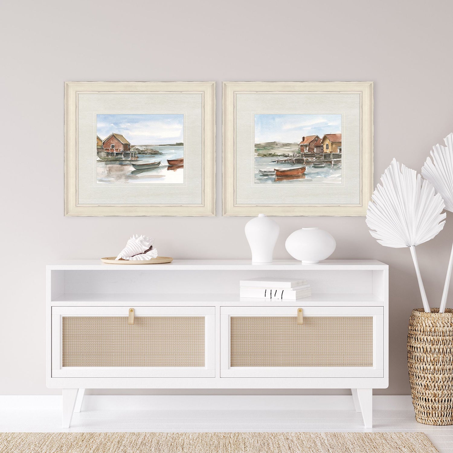 Harper Rustic Lake House Framed Art Set of 2