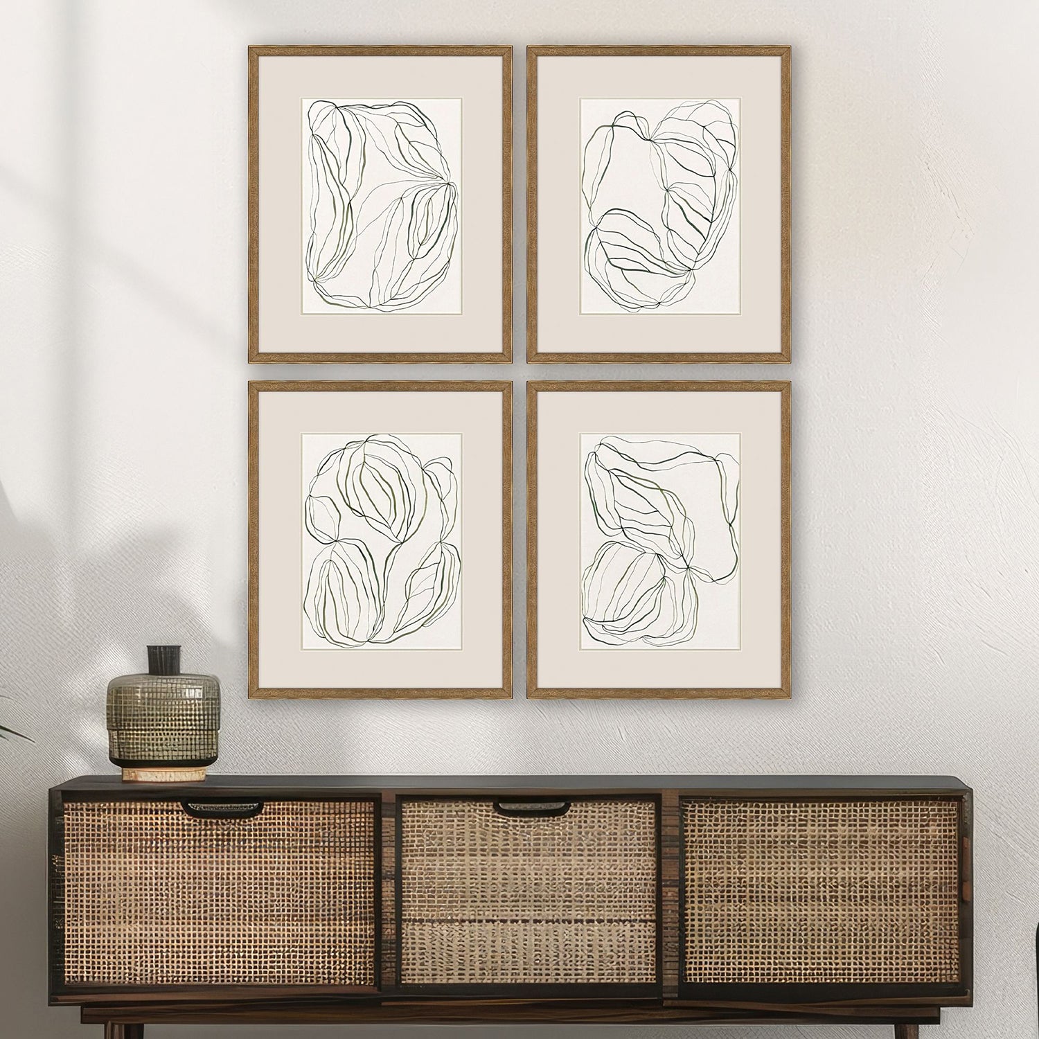 Herge Linear Composition Framed Artwork Set of 4