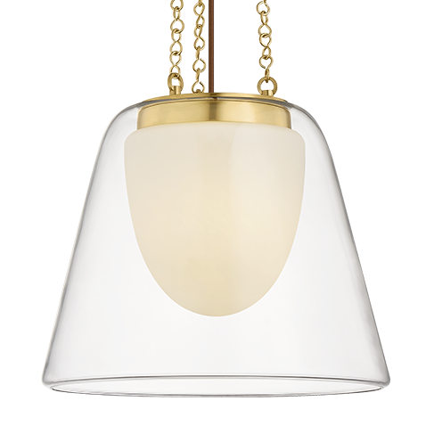 Hudson Valley Lighting Pine Bush Small Pendant in Aged Brass, primary product view