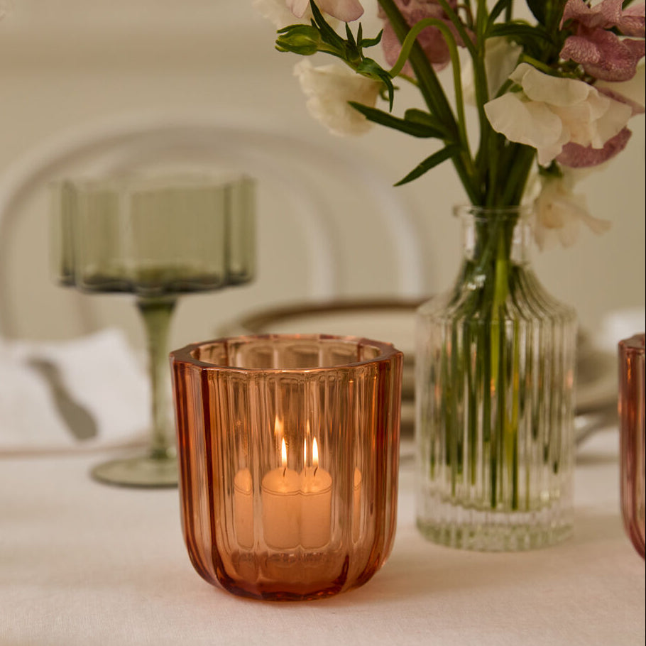 Tanger Votive Candle Holder Set of 4 styled on a home surface