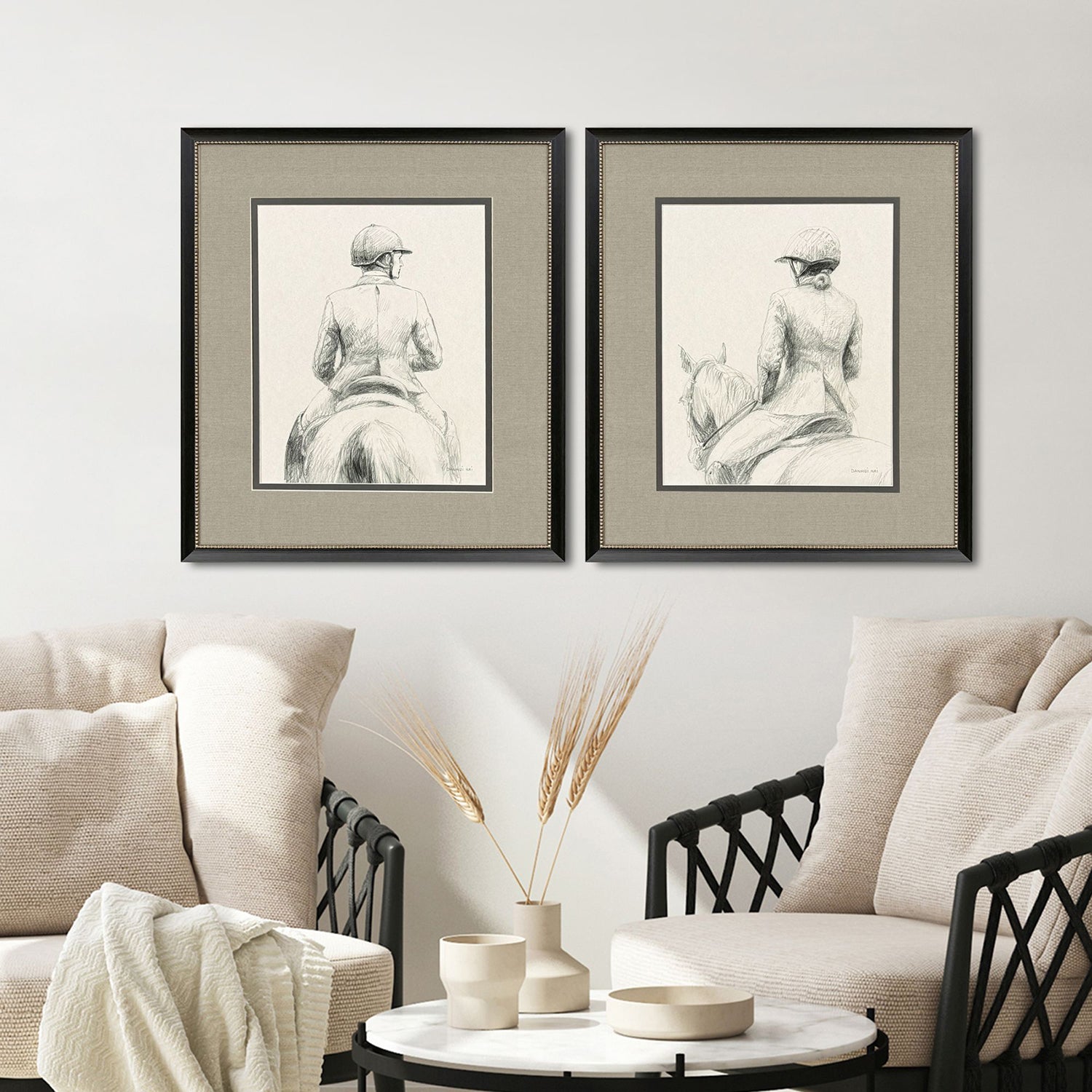 Nai English Rider Framed Artwork Set of 2