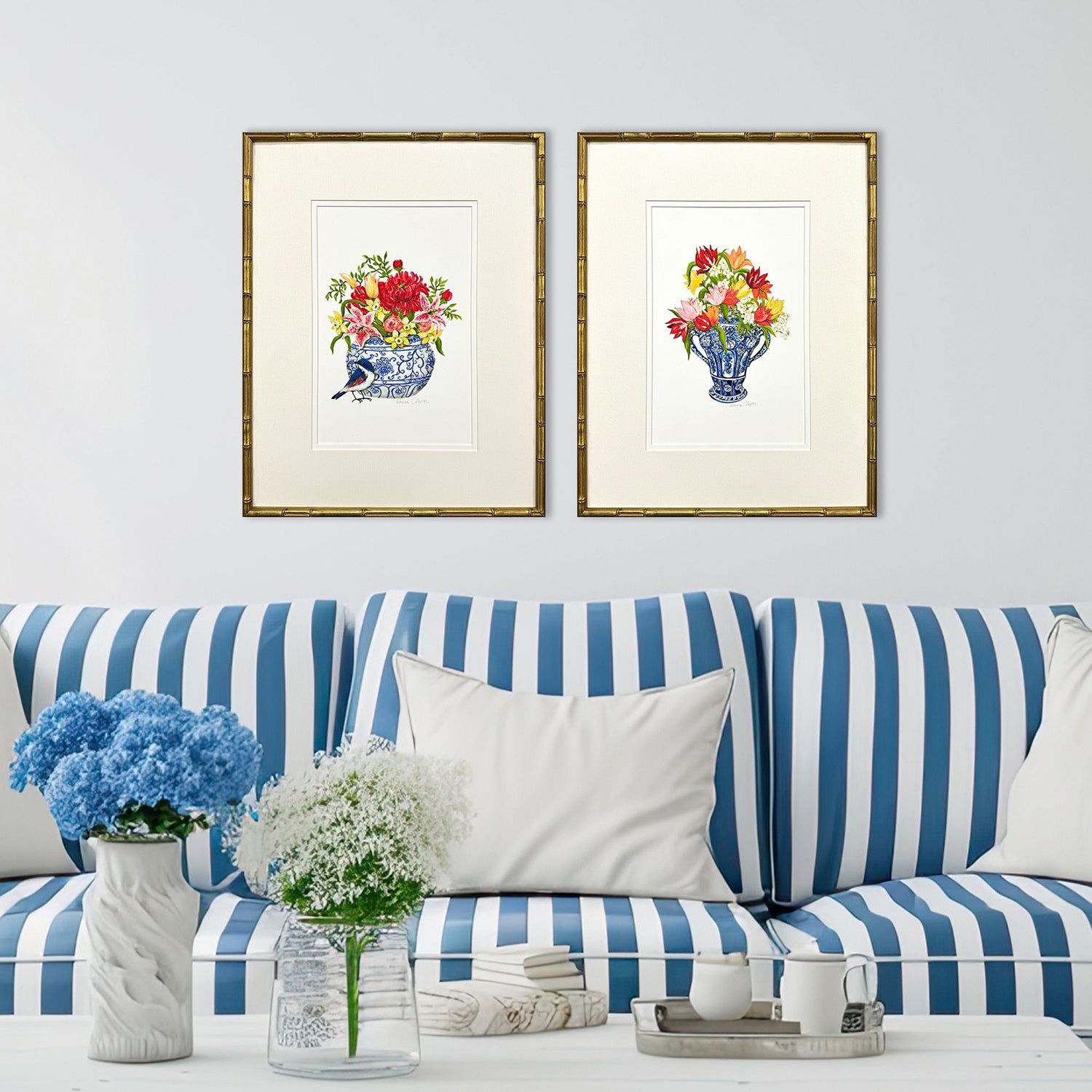 Clayton Blue and White I Framed Artwork Set of 2