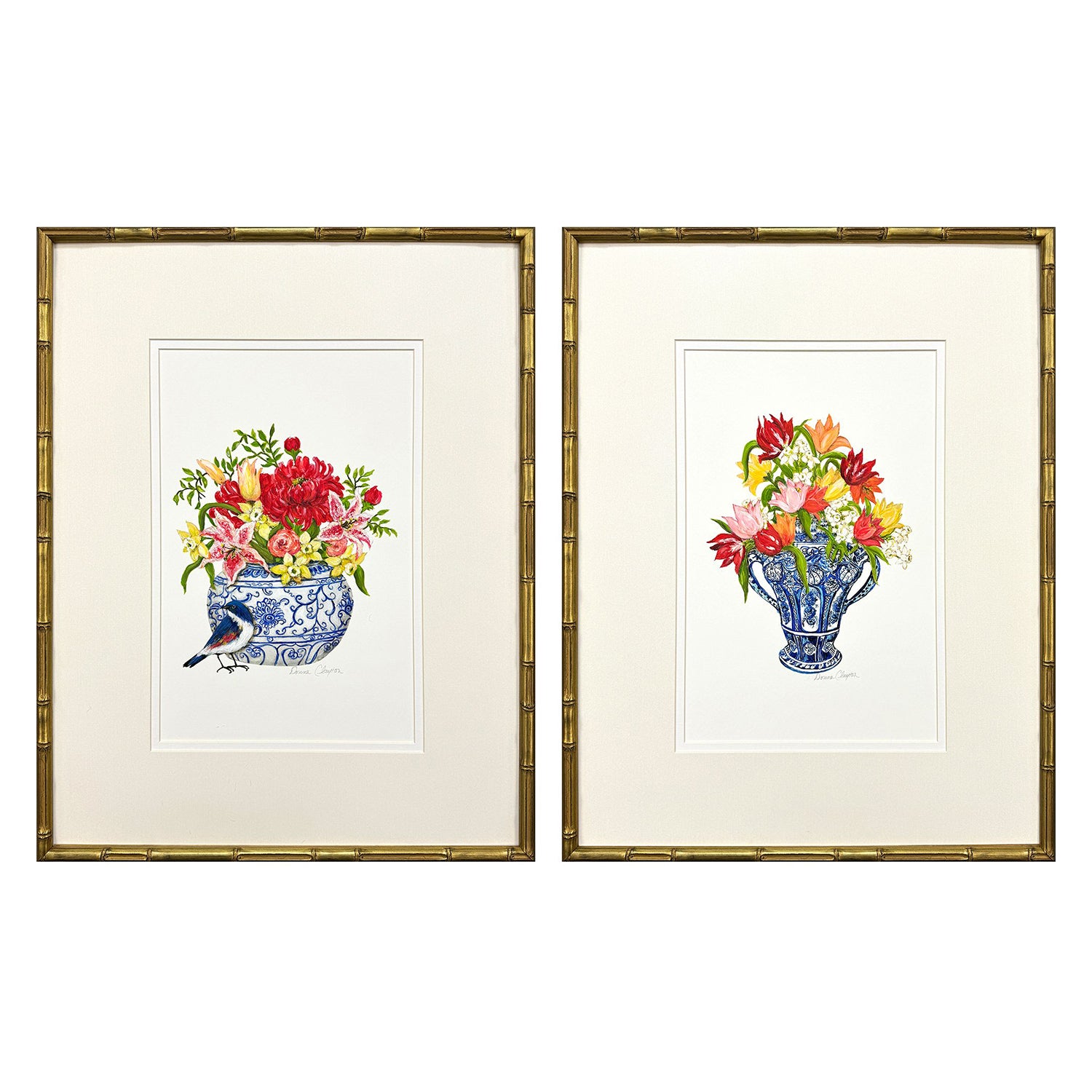 Clayton Blue and White I Framed Artwork Set of 2