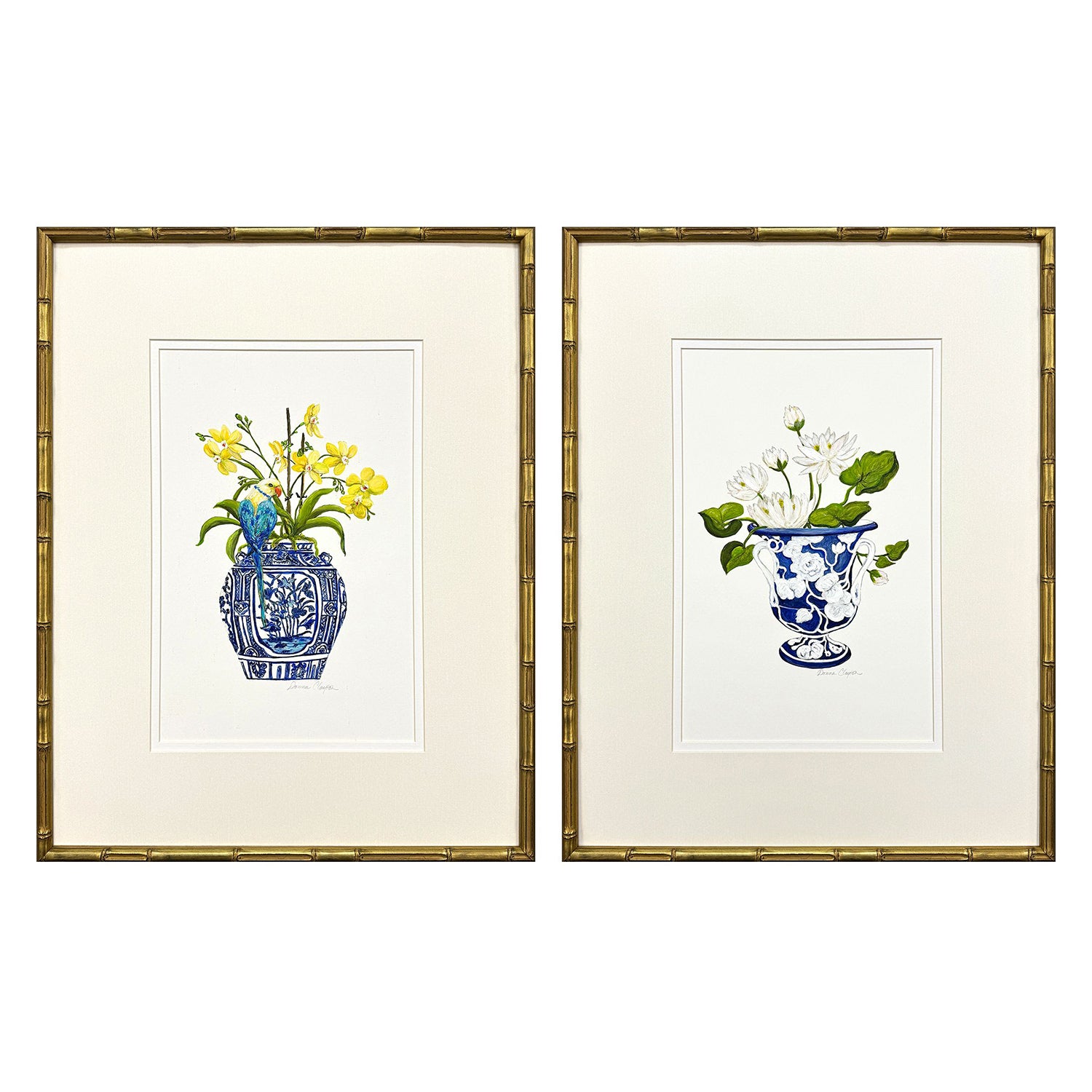 Clayton Blue and White II Framed Artwork Set of 2