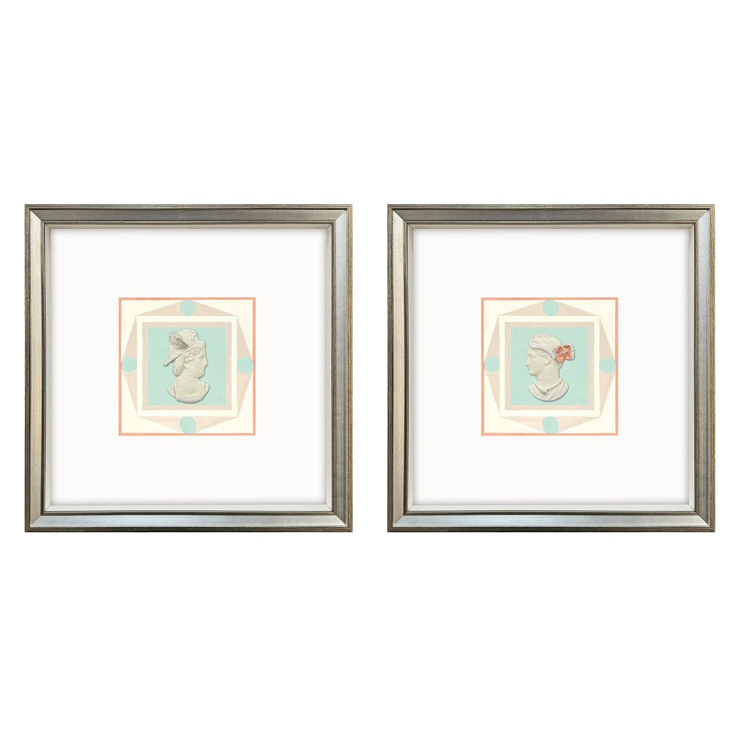 PopJoy Studio Intaglio Busts Framed Artwork Set of 2