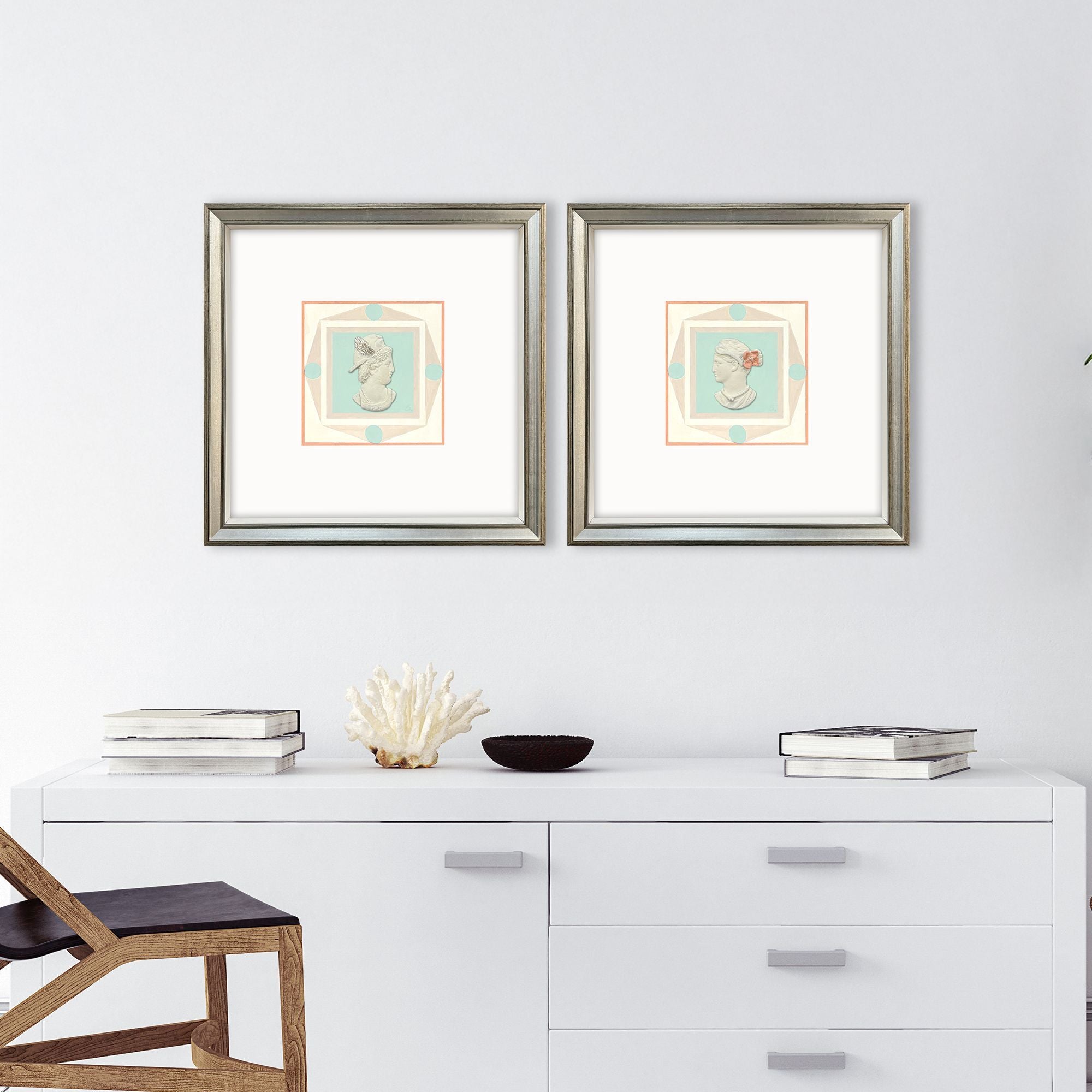 PopJoy Studio Intaglio Busts Framed Artwork Set of 2