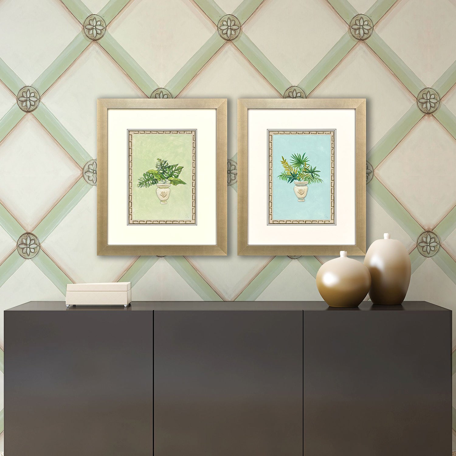 PopJoy Studio Grecian Vase Palm II Framed Artwork Set of 2