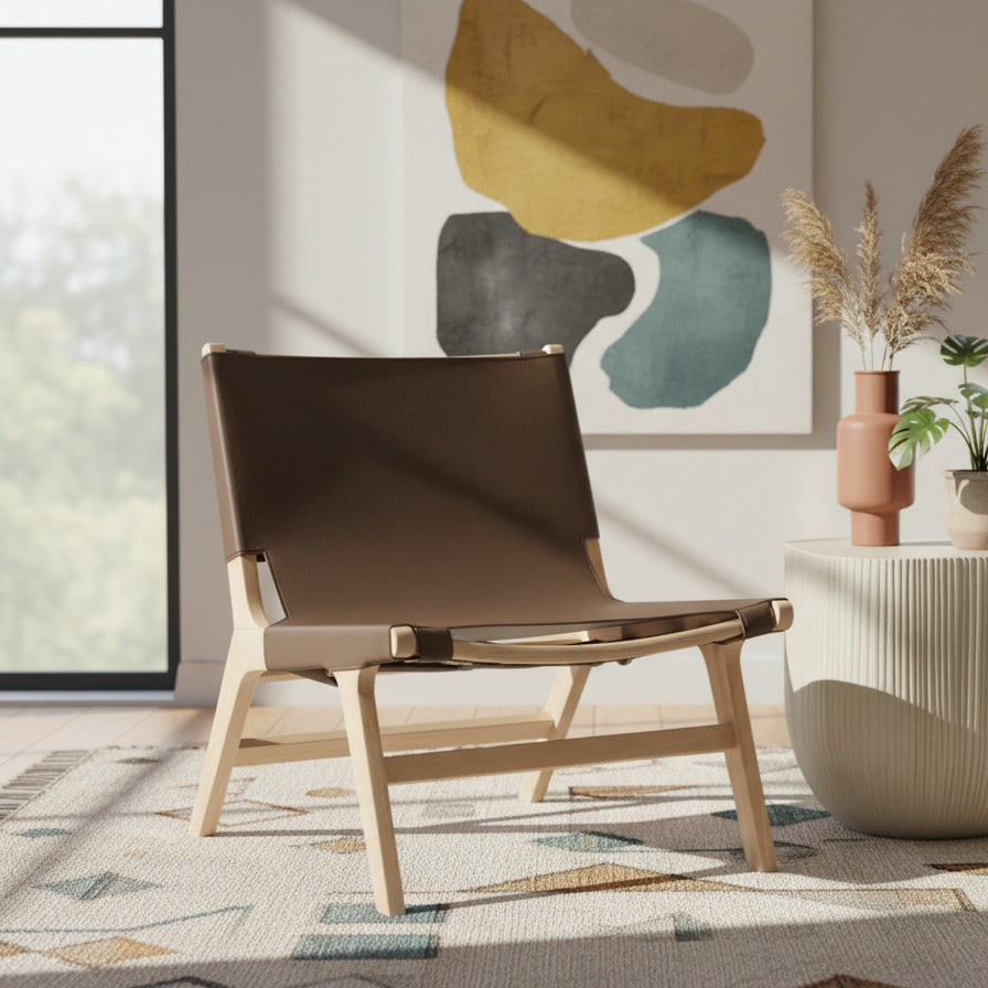 Rawlins Brown Vegan Leather Upholstered Accent Chair