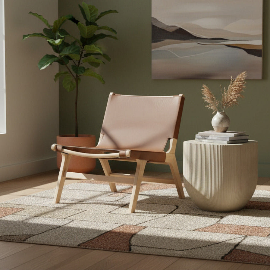 Rawlins Cognac Vegan Leather Upholstered Accent Chair