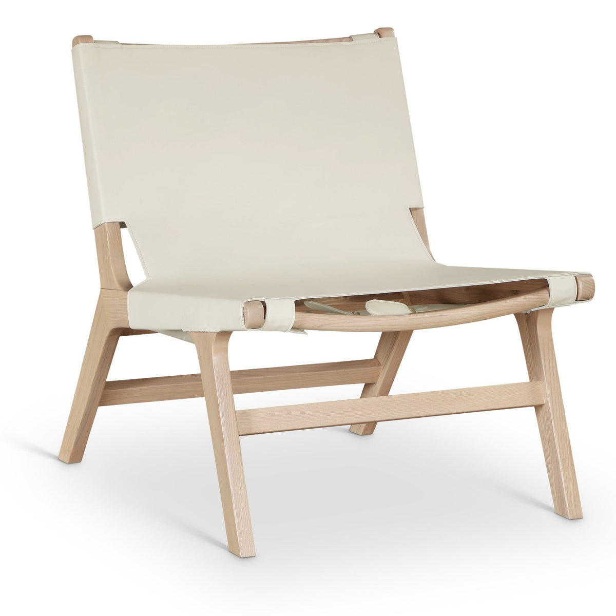 Rawlins Cream Vegan Leather Upholstered Accent Chair in cream vegan leather, natural finish, primary product view
