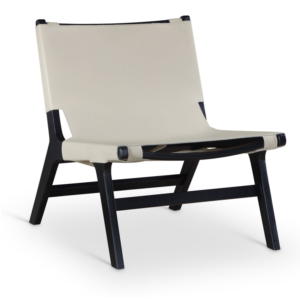 Rawlins Beige Vegan Leather Upholstered Accent Chair in beige leather, black ash, primary product view
