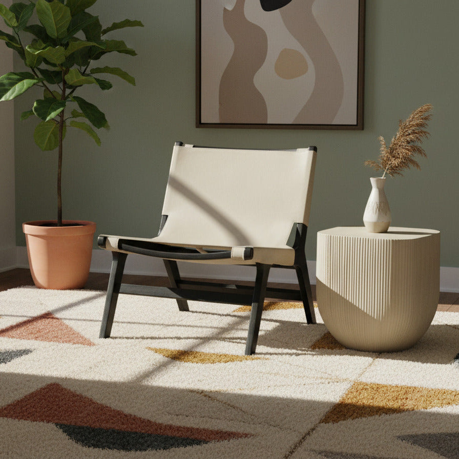Rawlins Beige Vegan Leather Upholstered Accent Chair