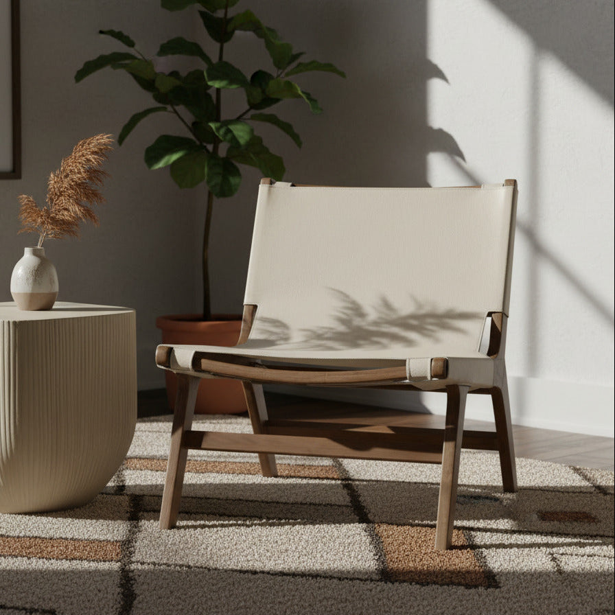 Rawlins Beige Vegan Leather Upholstered Accent Chair
