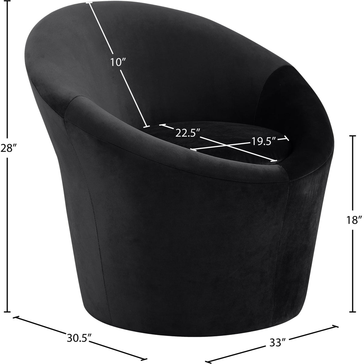 Tristan Black Velvet Upholstered Accent Chair