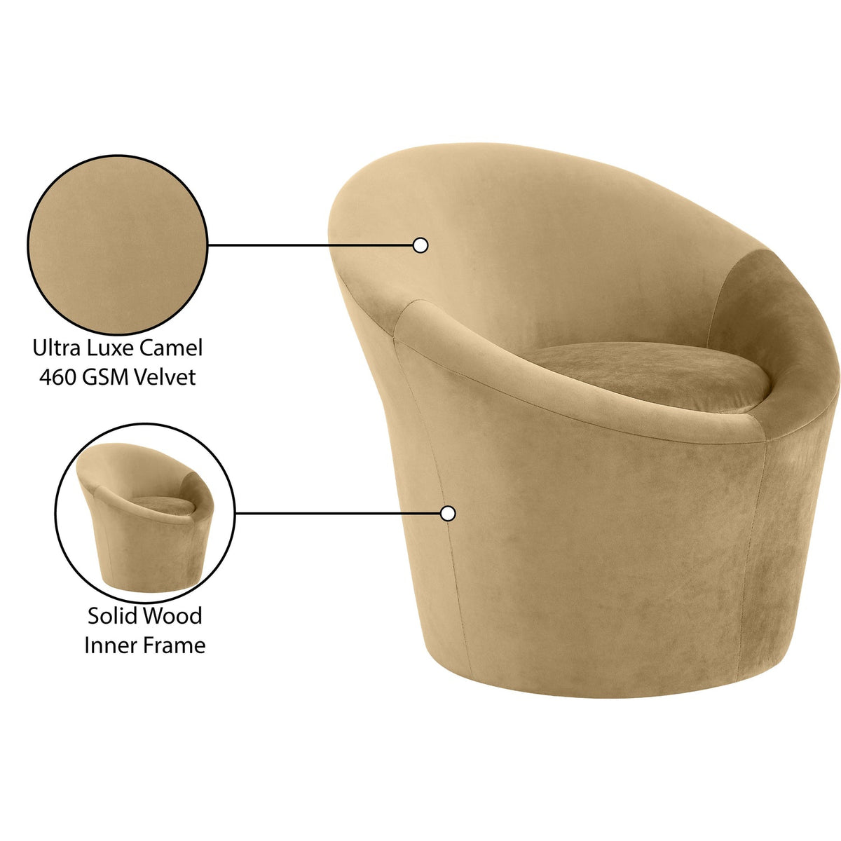 Tristan Camel Velvet Upholstered Accent Chair