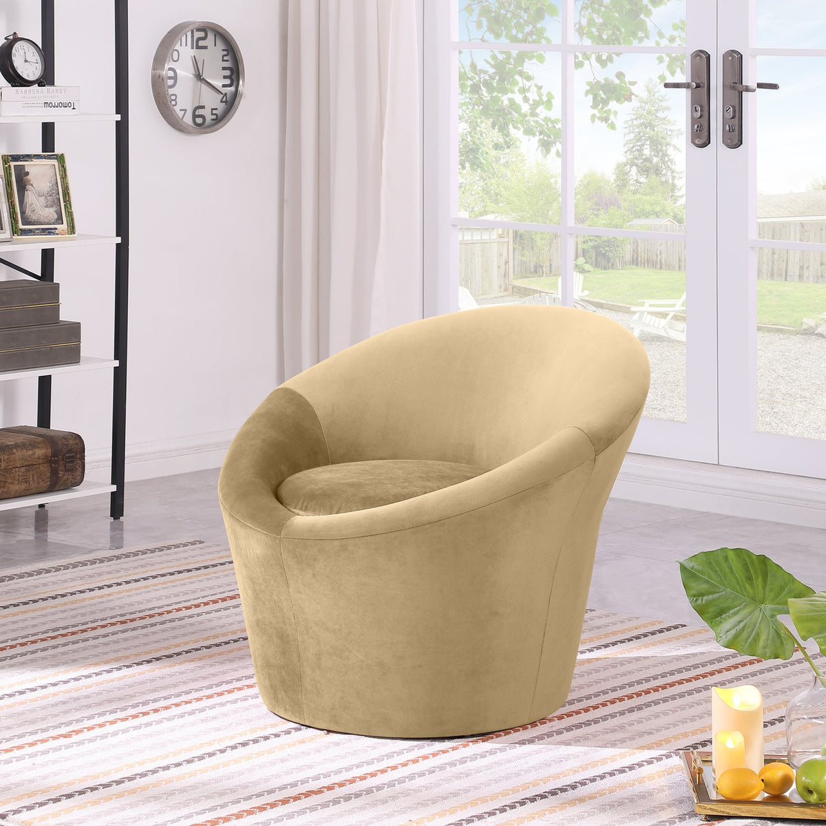 Tristan Camel Velvet Upholstered Accent Chair