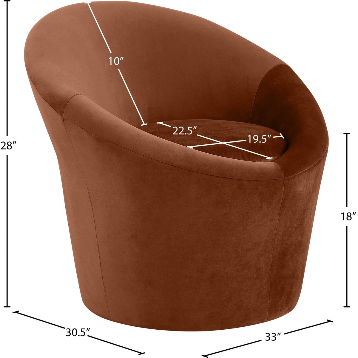 Tristan Cognac Velvet Upholstered Accent Chair