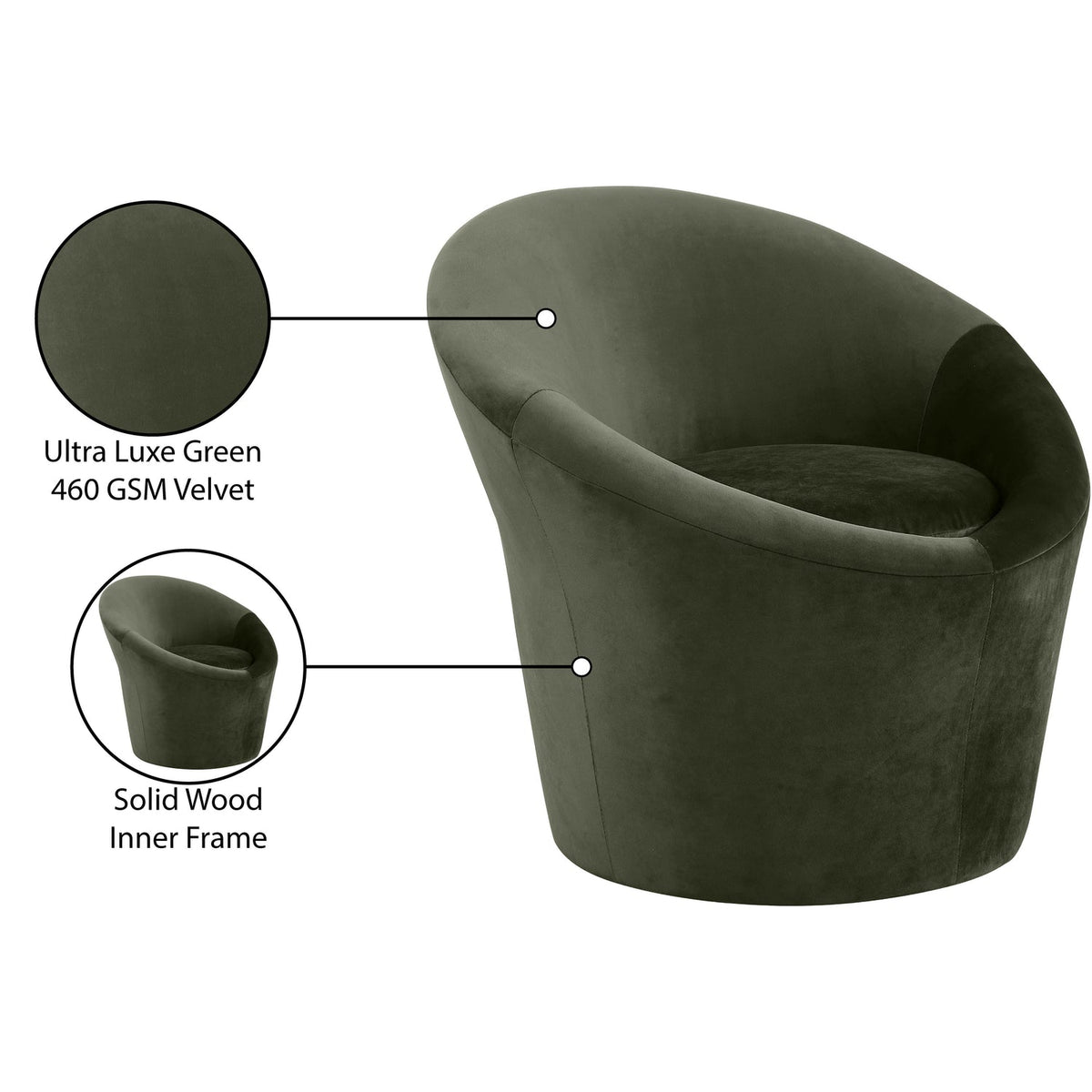 Tristan Green Velvet Upholstered Accent Chair