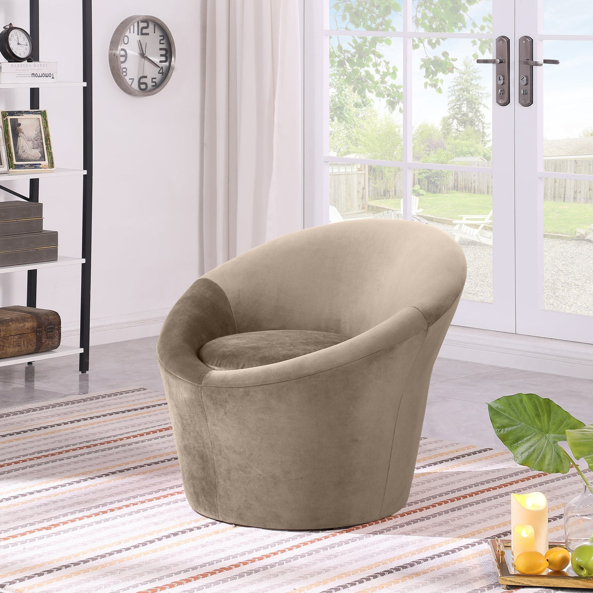 Tristan Taupe Velvet Upholstered Accent Chair