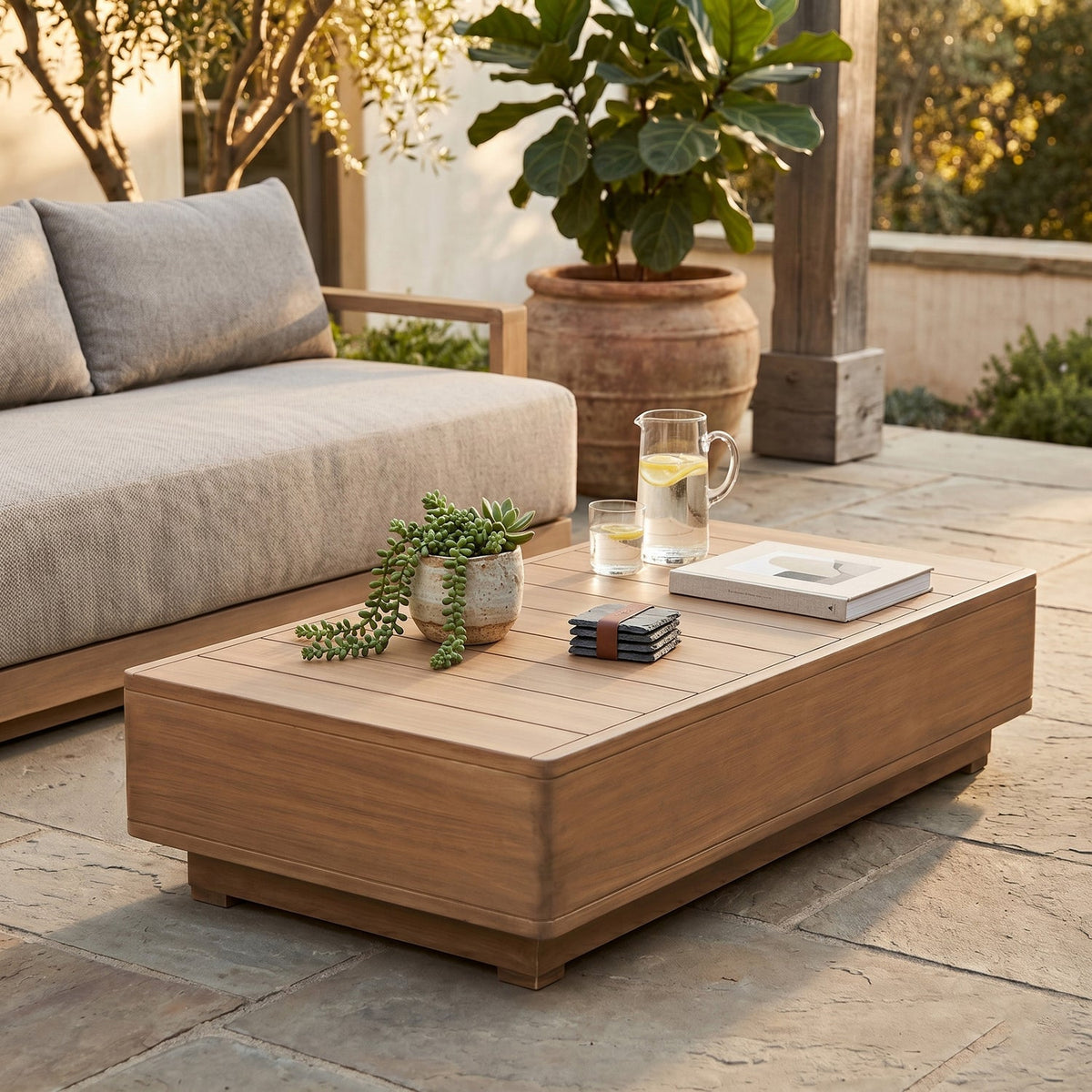 Solace Natural Acacia Wood Outdoor Patio Coffee Table
