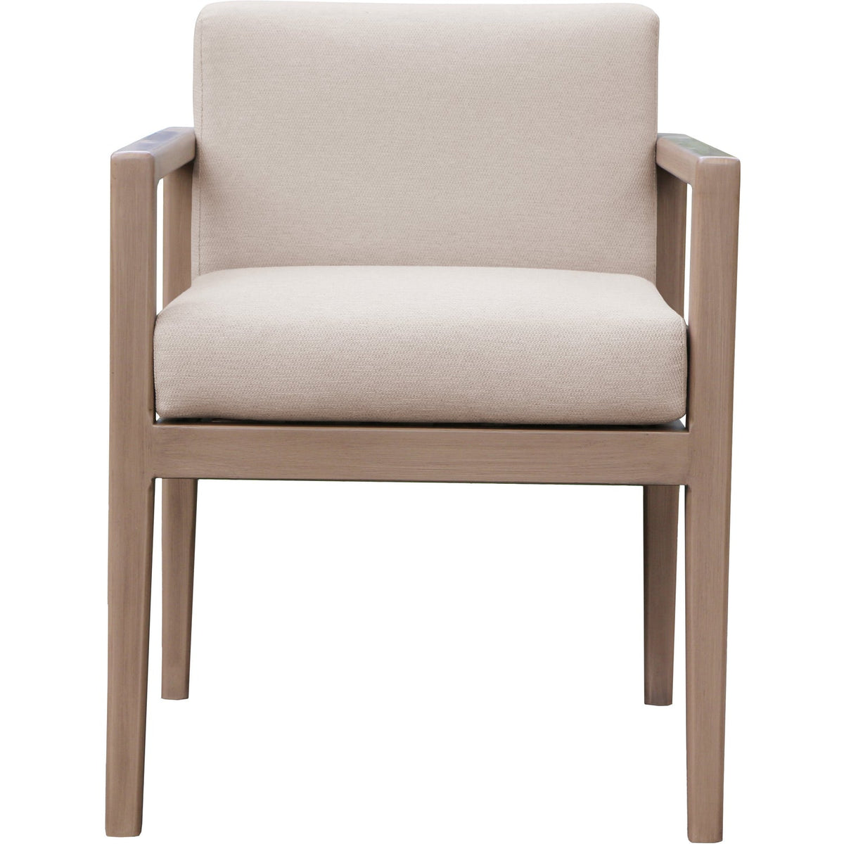 Solace Beige Olefin Performance Fabric Outdoor Patio Dining Arm Chair