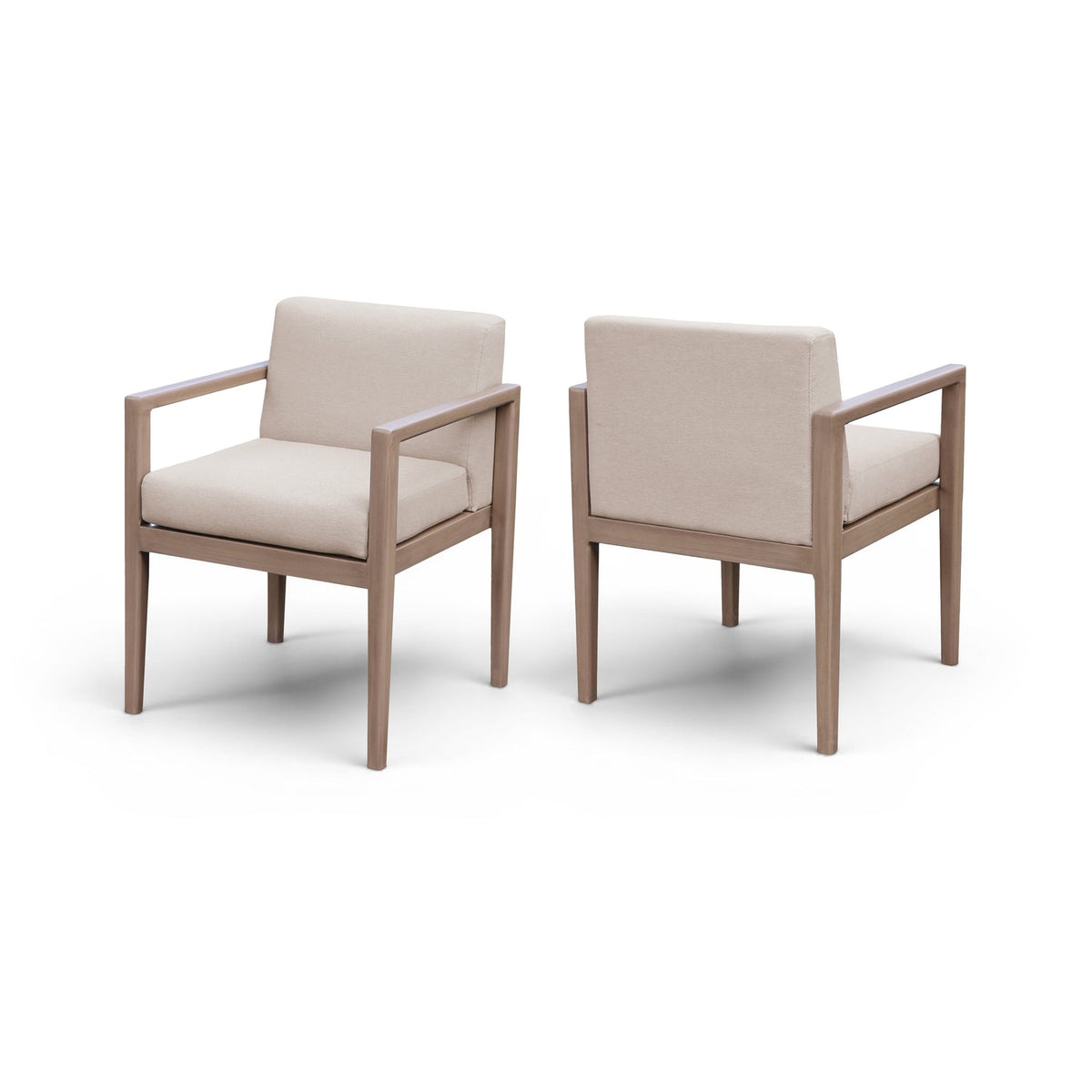 Solace Beige Olefin Performance Fabric Outdoor Patio Dining Arm Chair