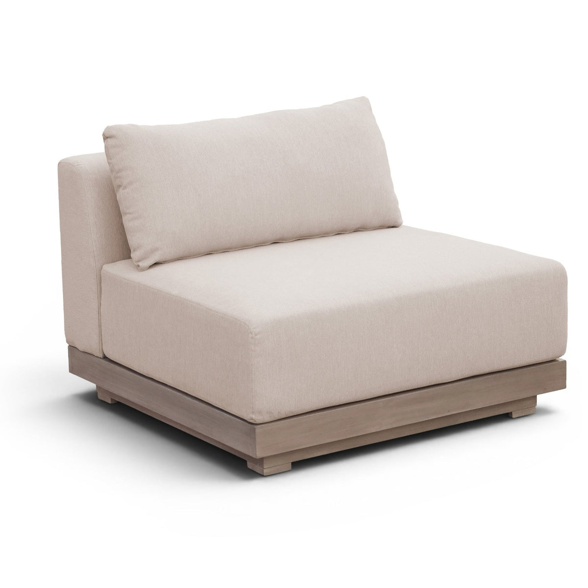 Solace Beige Olefin Performance Fabric Outdoor Patio Modular Armless Chair in beige olefin, primary product view