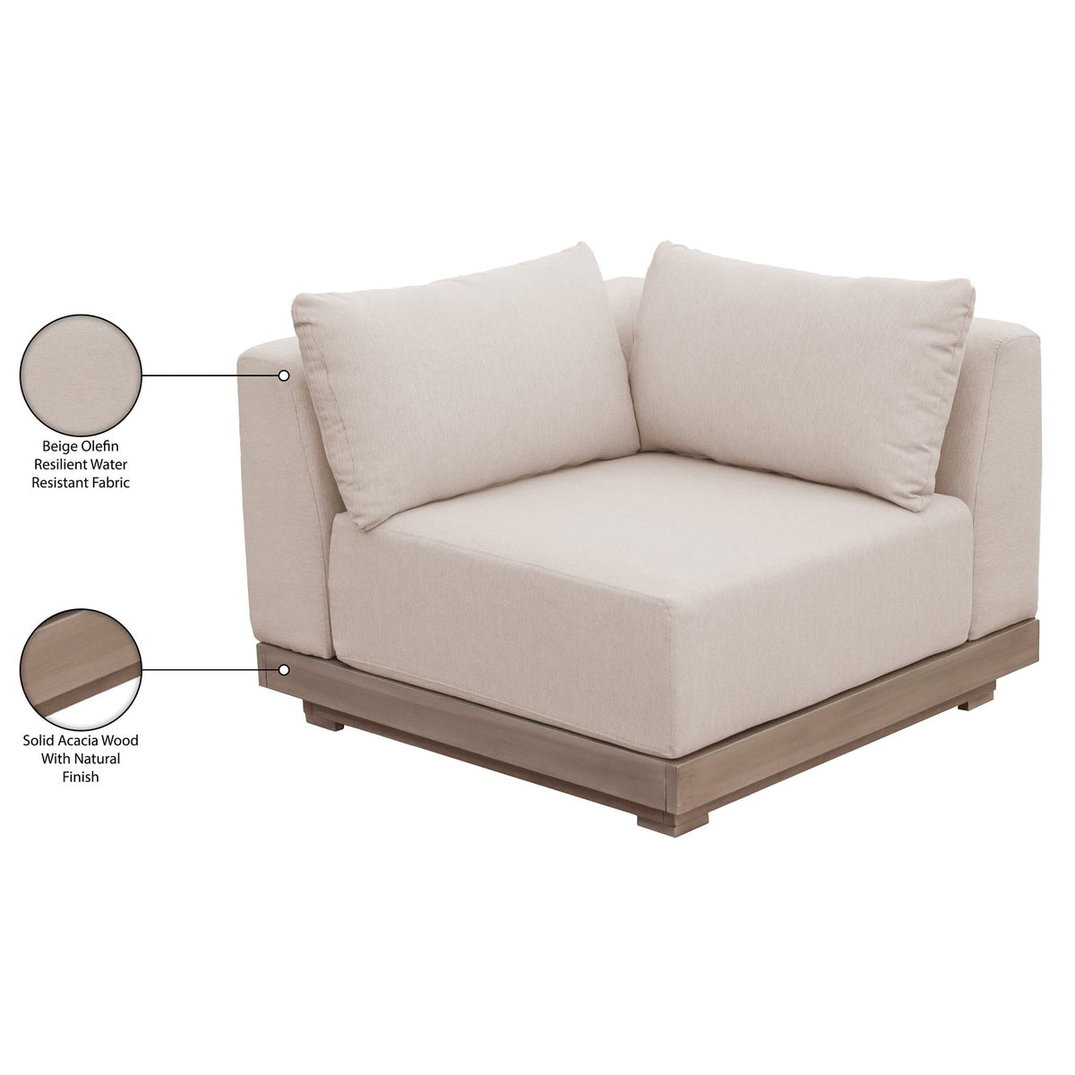 Solace Beige Olefin Performance Fabric Outdoor Patio Modular Corner Chair
