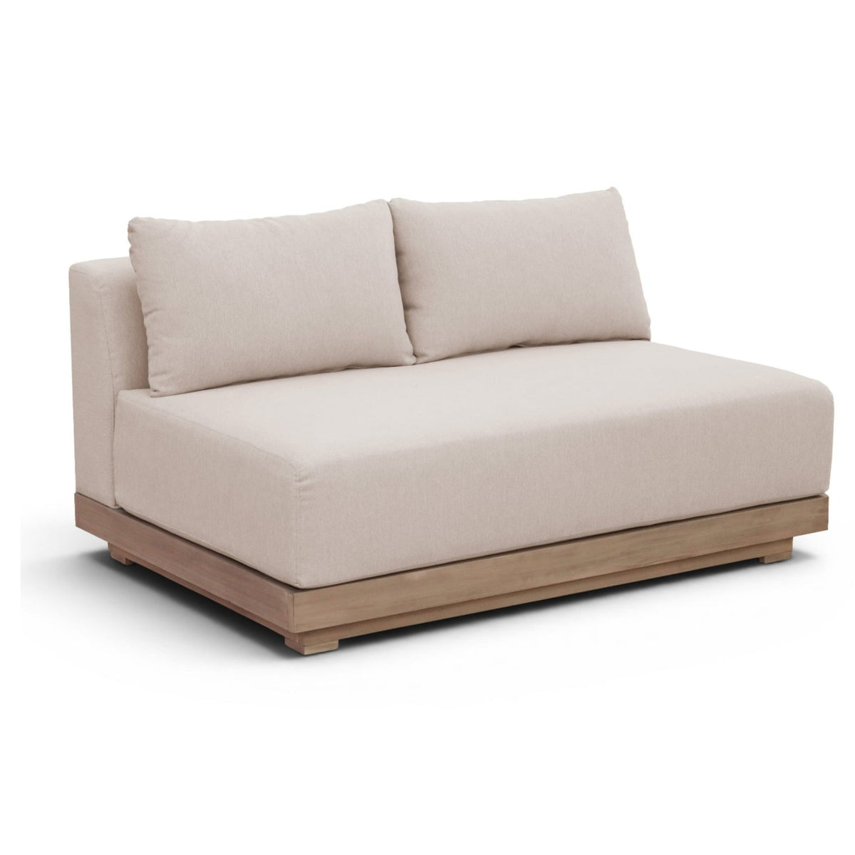 Solace 55" Beige Olefin Performance Fabric Outdoor Patio Modular Loveseat in beige olefin, primary product view