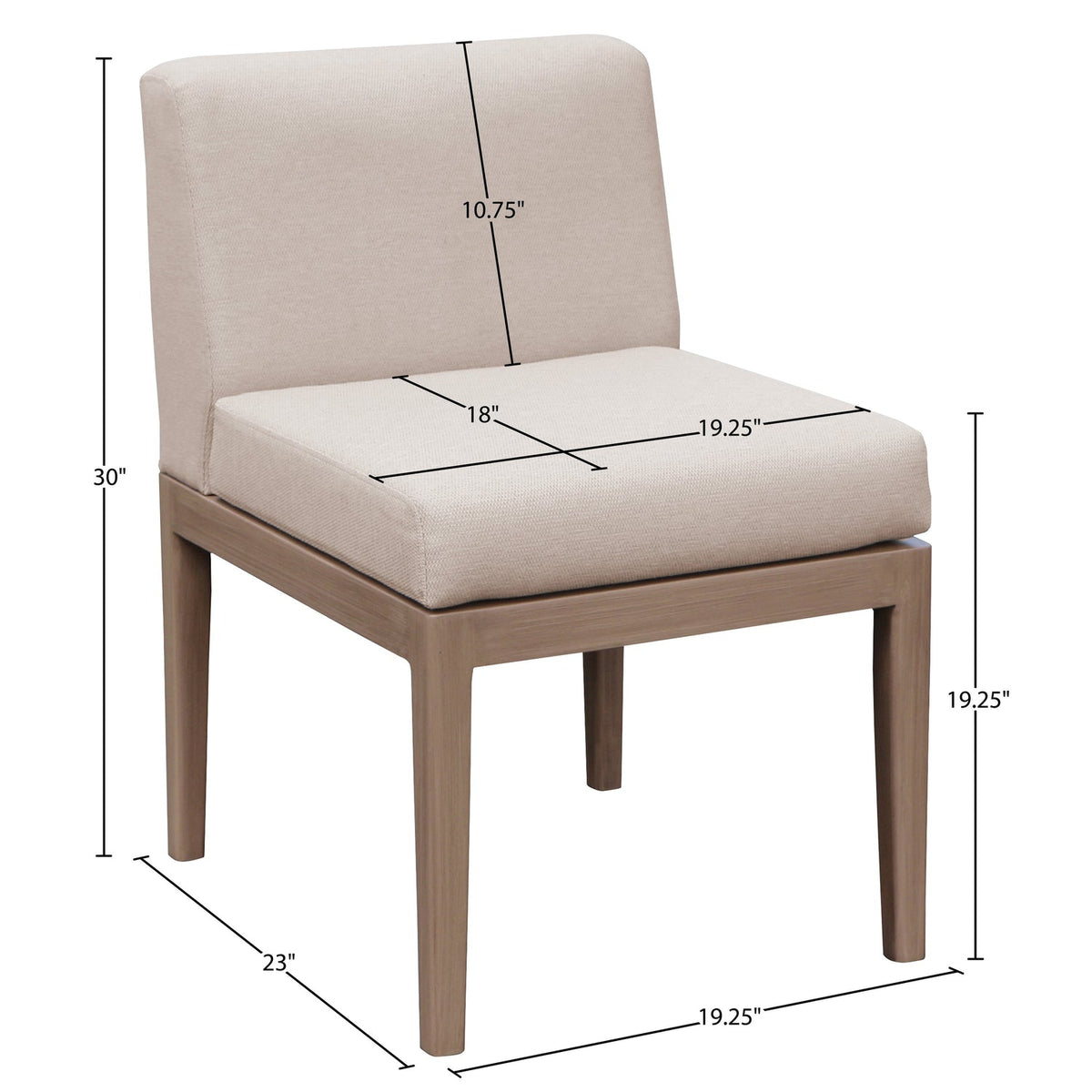 Solace Beige Olefin Performance Fabric Outdoor Patio Dining Side Chair