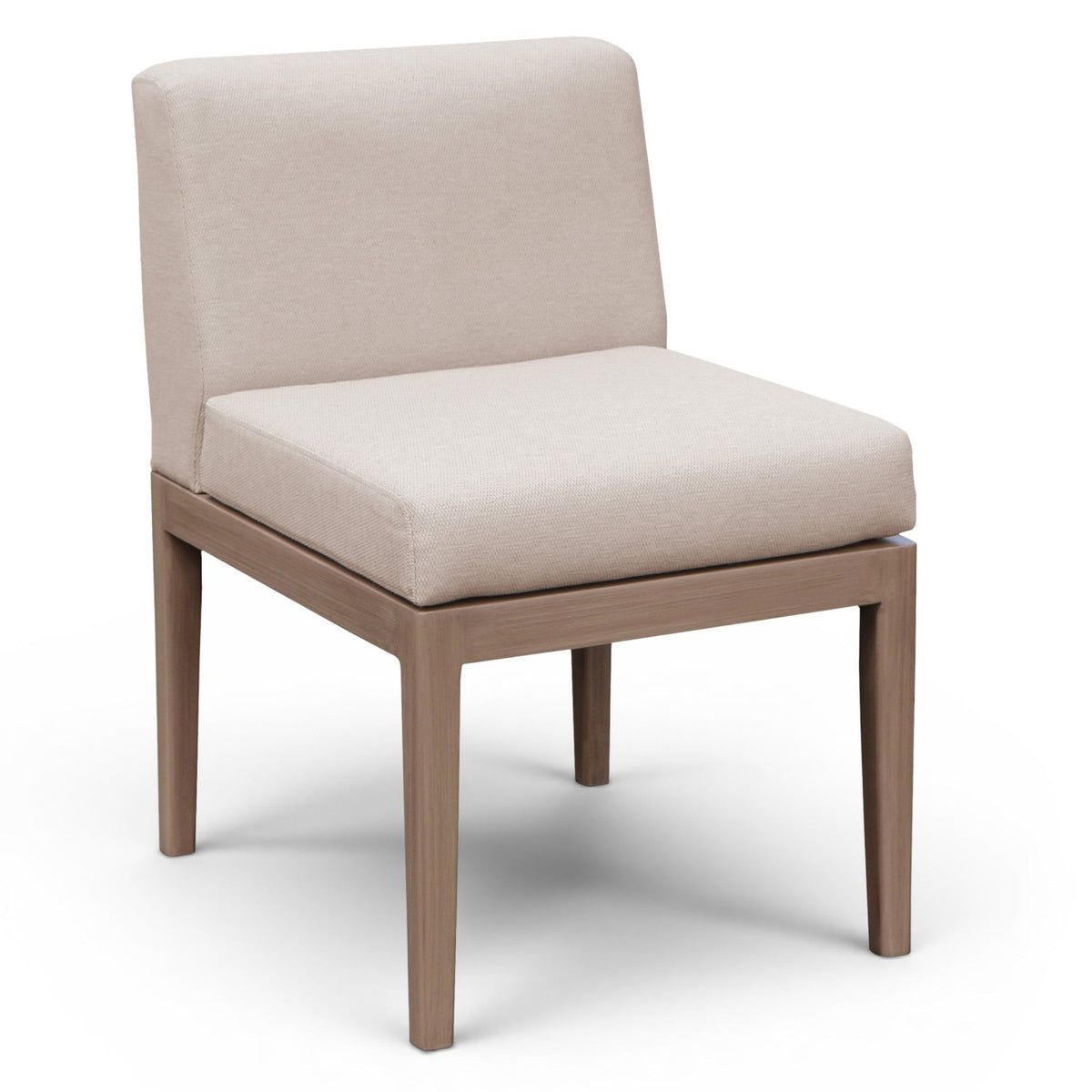 Solace Beige Olefin Performance Fabric Outdoor Patio Dining Side Chair in beige olefin, acacia frame, primary product view