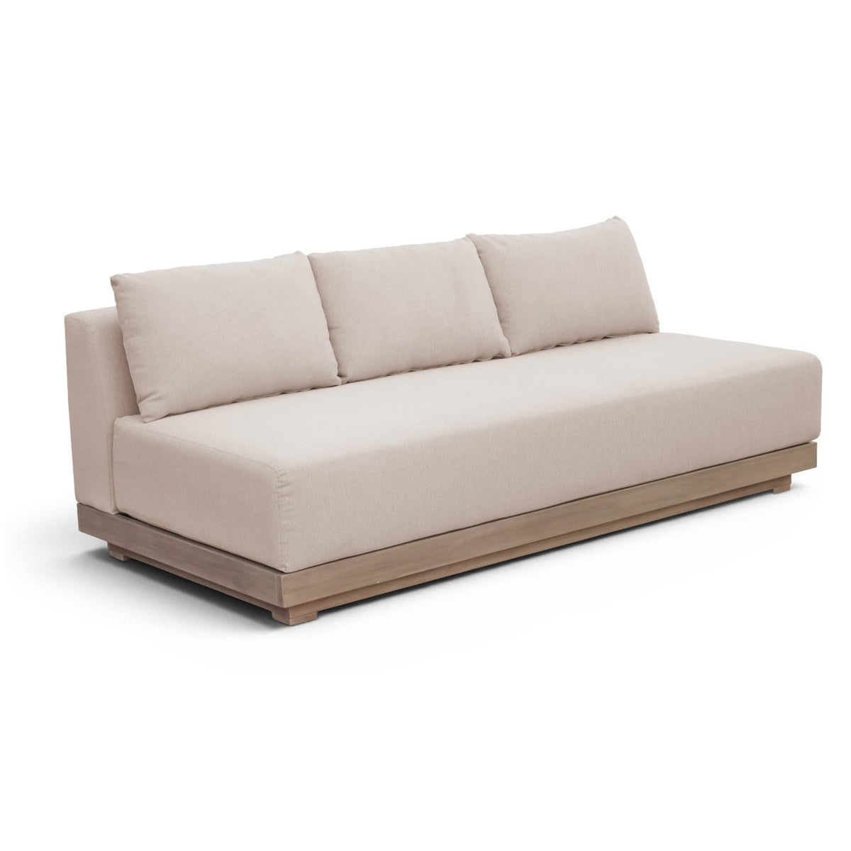 Solace 77" Beige Olefin Performance Fabric Outdoor Patio Modular Sofa in beige olefin, primary product view