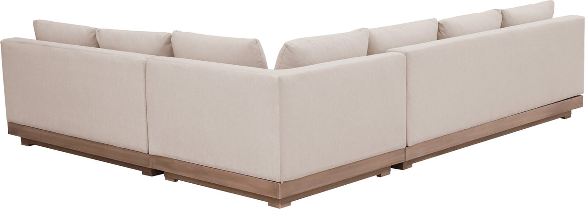 Solace Beige Olefin Performance Fabric 3 Piece Outdoor Patio Modular Sectional Sofa
