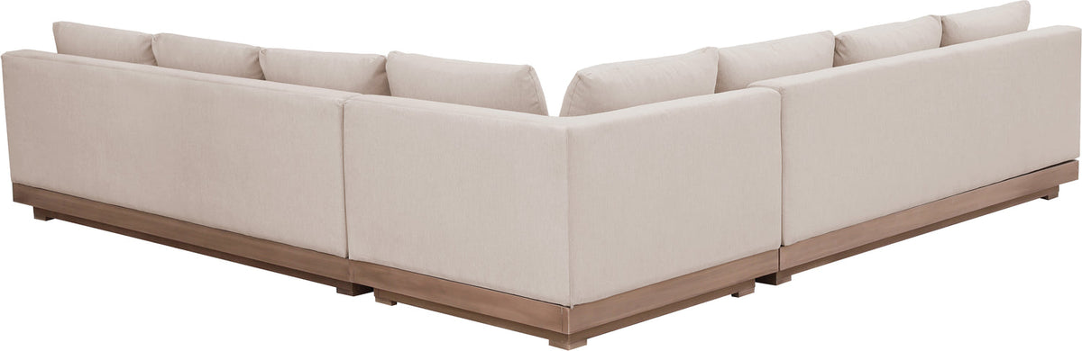 Solace Beige Olefin Performance Fabric 3 Piece Outdoor Patio Modular Sectional Sofa