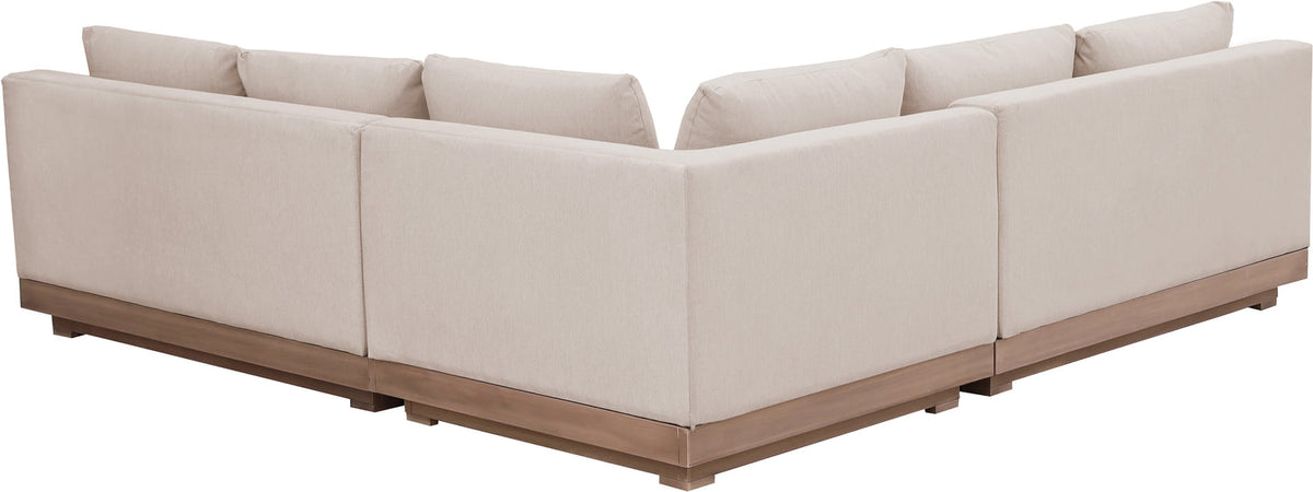 Solace Beige Olefin Performance Fabric 3 Piece Outdoor Patio Modular Sectional Sofa