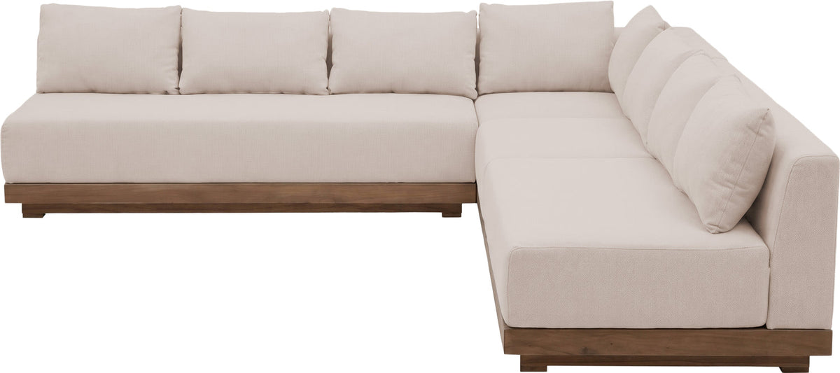 Solace Beige Olefin Performance Fabric 4 Piece Outdoor Patio Modular Sectional Sofa