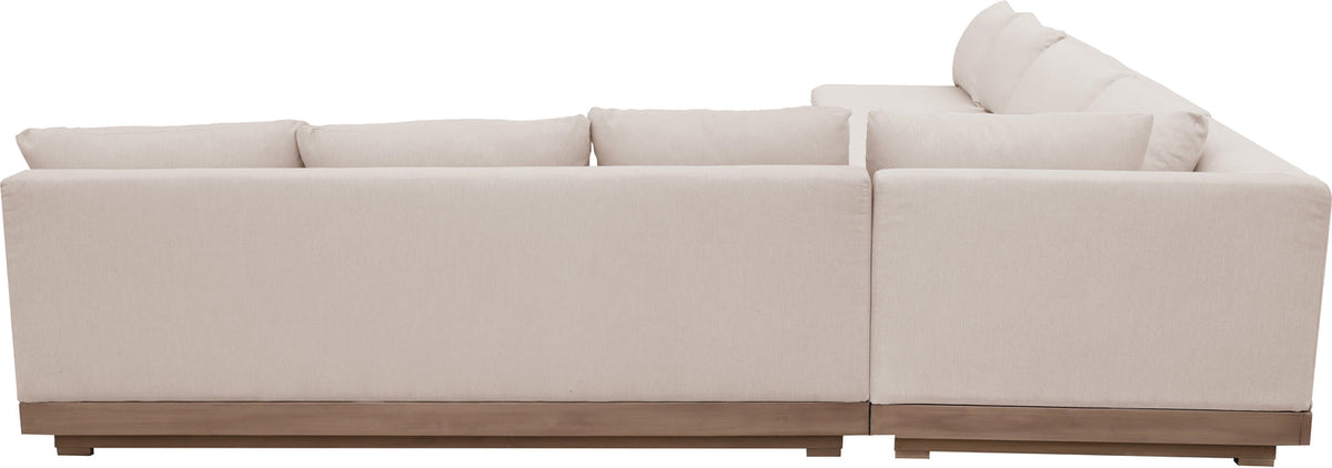 Solace Beige Olefin Performance Fabric 4 Piece Outdoor Patio Modular Sectional Sofa