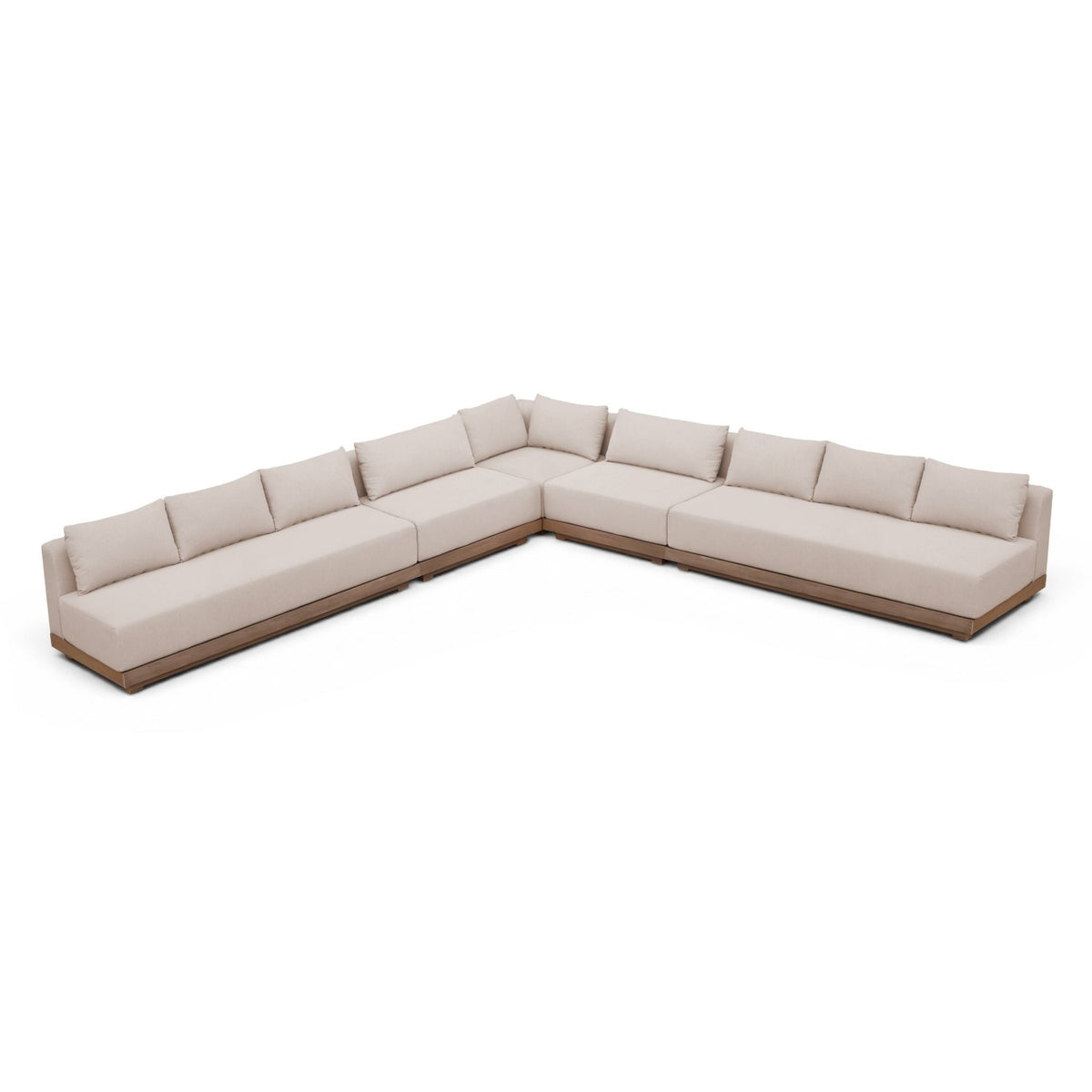 Solace Beige Olefin Performance Fabric 5pc. Outdoor Patio Modular Sectional in beige olefin, primary product view