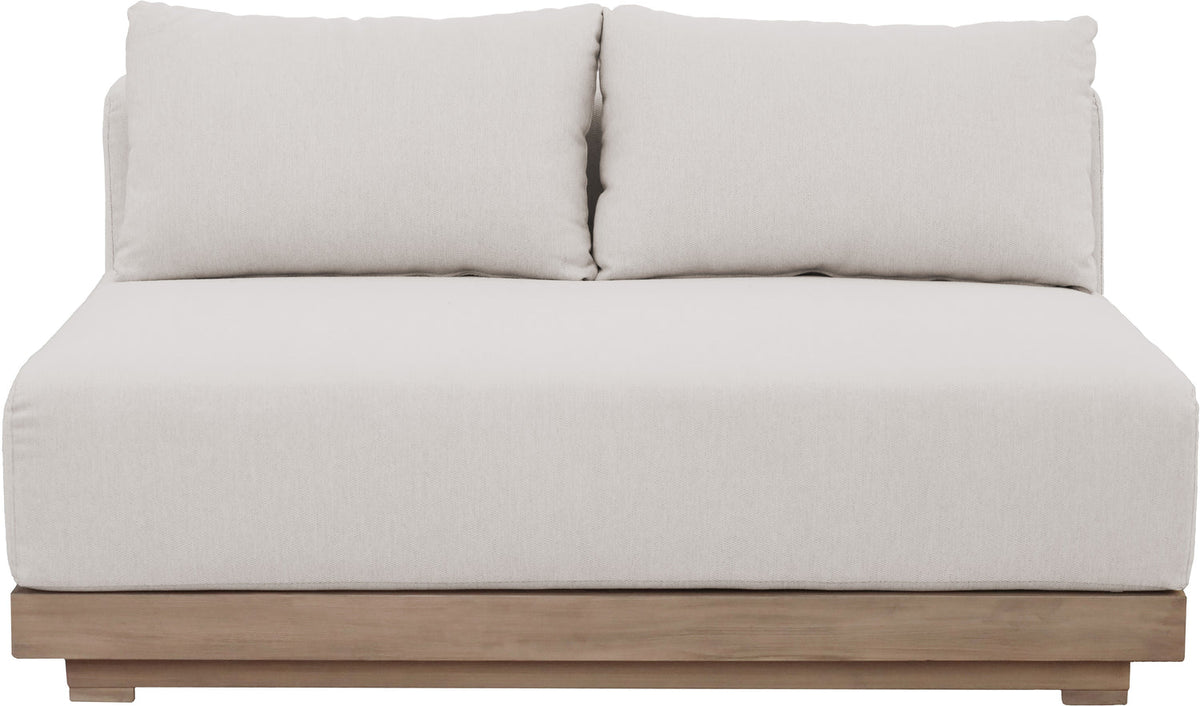 Solace 55in Cream Olefin Performance Fabric Outdoor Patio Modular Loveseat